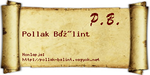 Pollak Bálint névjegykártya